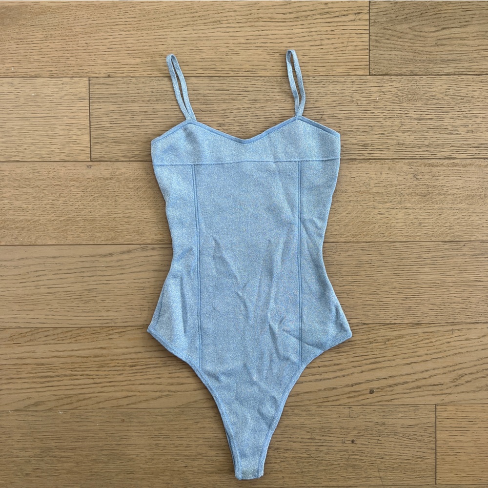Superdown Blue Sparkle Bodysuit